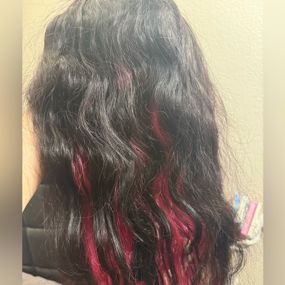 Human Hair Wig Dark Brown/Pink - Picture 5 of 14